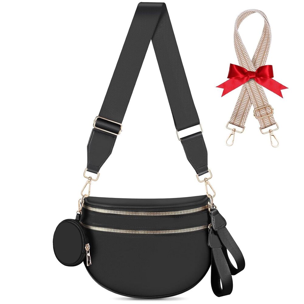 Bum Bags for Women Checkered Crossbody Bag Large Nylon Belt Purse Fanny Packs